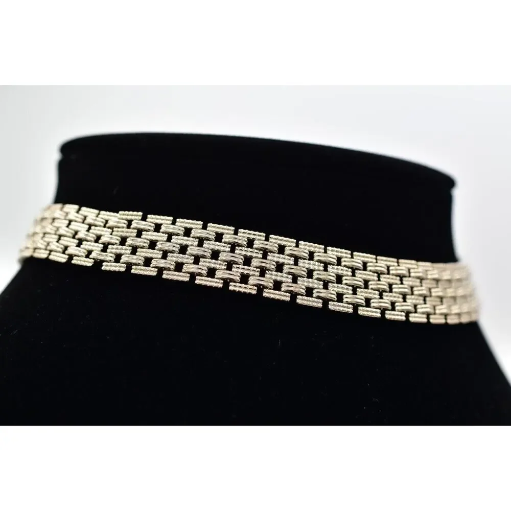 Vintage Statement Choker Necklace Silver Tone Chain Linked Chunky 1970s BinBJ